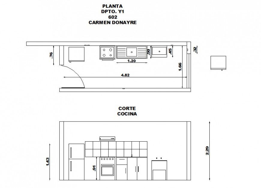 Complete top view layout plan of kitchen