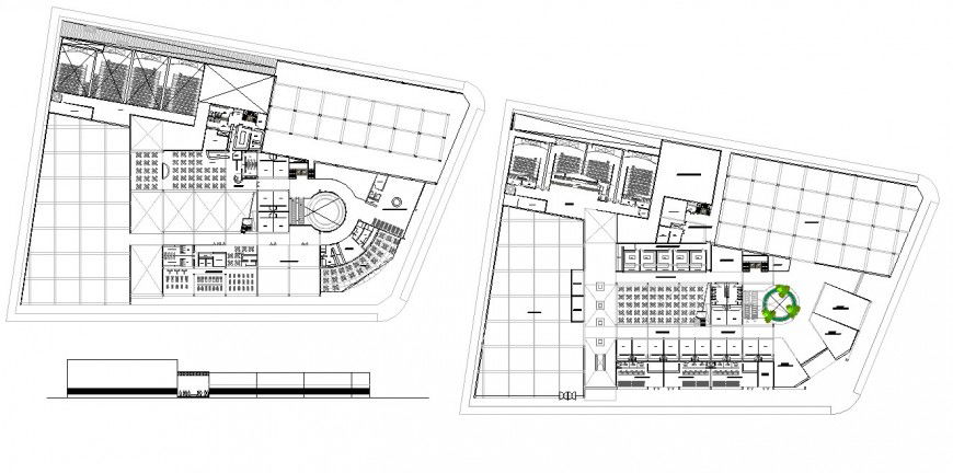 Complete top view layout plan of office view detail