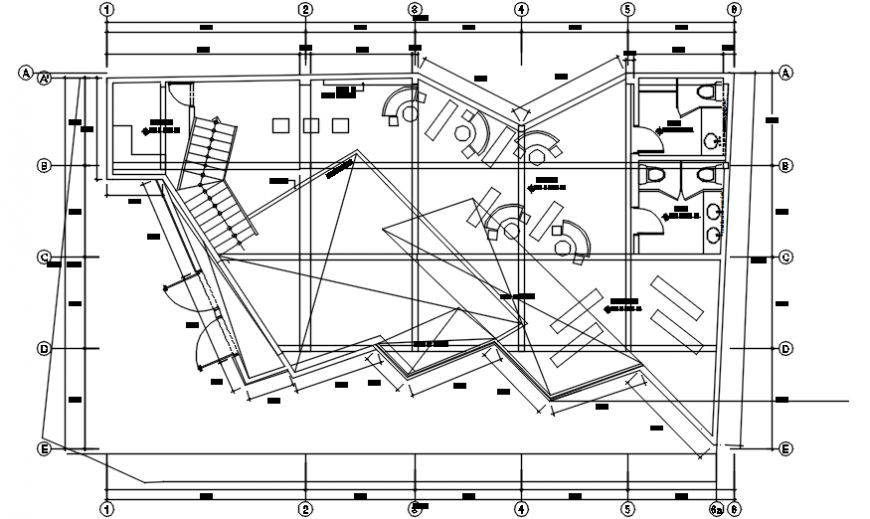 Complete top view plan of a cafe dwg file