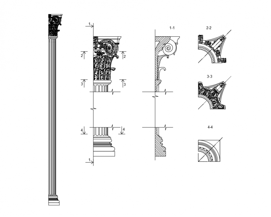 Composite pilaster column cad drawing details dwg file