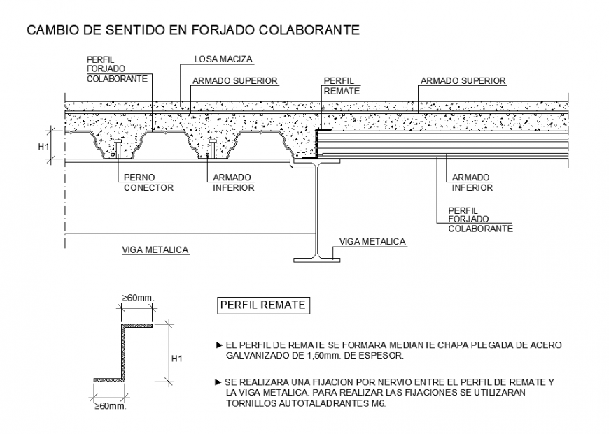 Composite slab structure detail layout 2d view autocad file