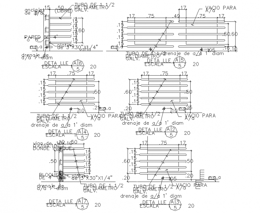 Compound wall and gate detail drawing in dwg file.