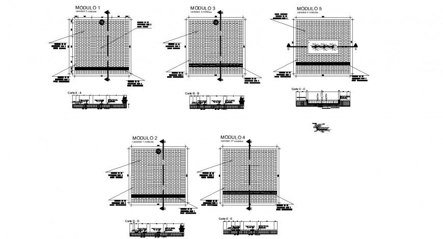 Compound wall design detail drawing in dwg AutoCAD file.