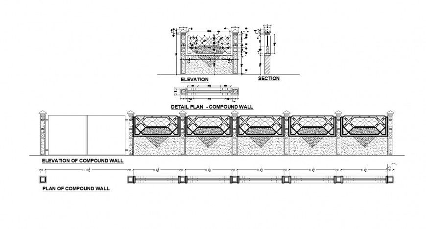 Compound wall detail drawing in dwg AutoCAD file.