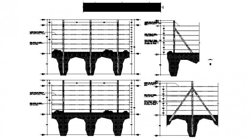 Compound wall fencing details 2d view autocad software file