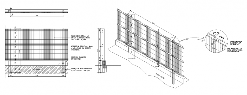 Compound wall jali detail drawing in dwg file.