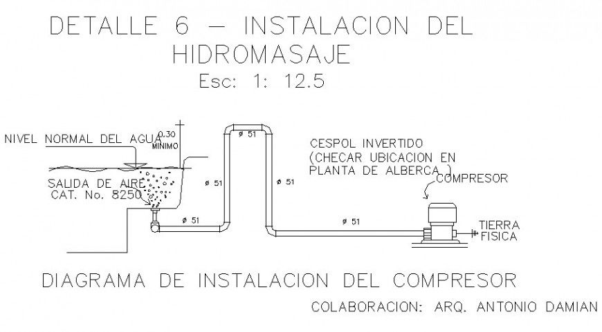 Compressor installation diagram cad drawing details dwg file