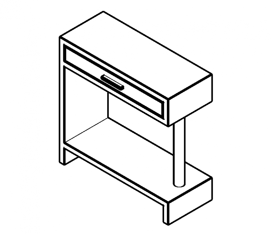 Computer desk detail elevation 2d view layout file