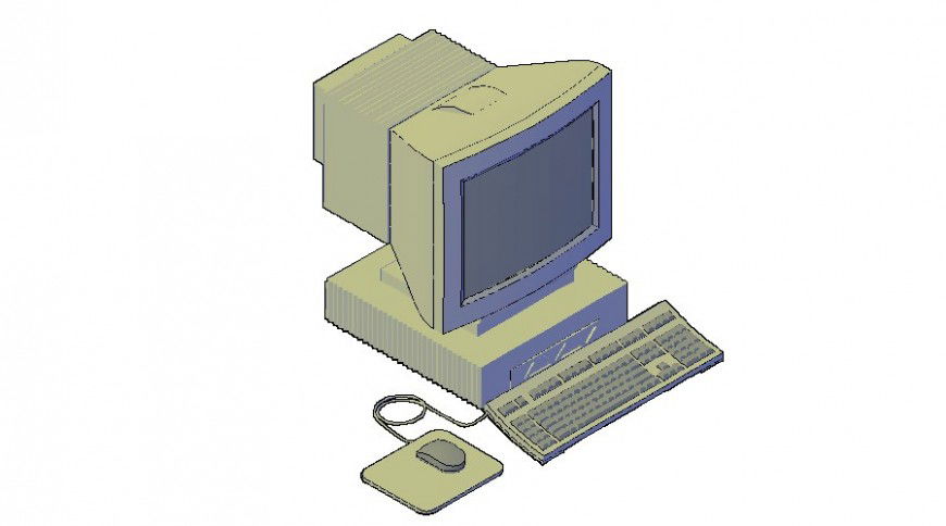 Computer desktop detail 3d model layout file in dwg format
