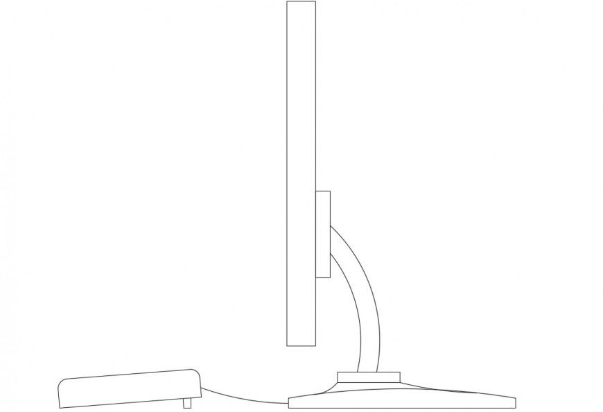 Computer of office side elevation cad block details dwg file