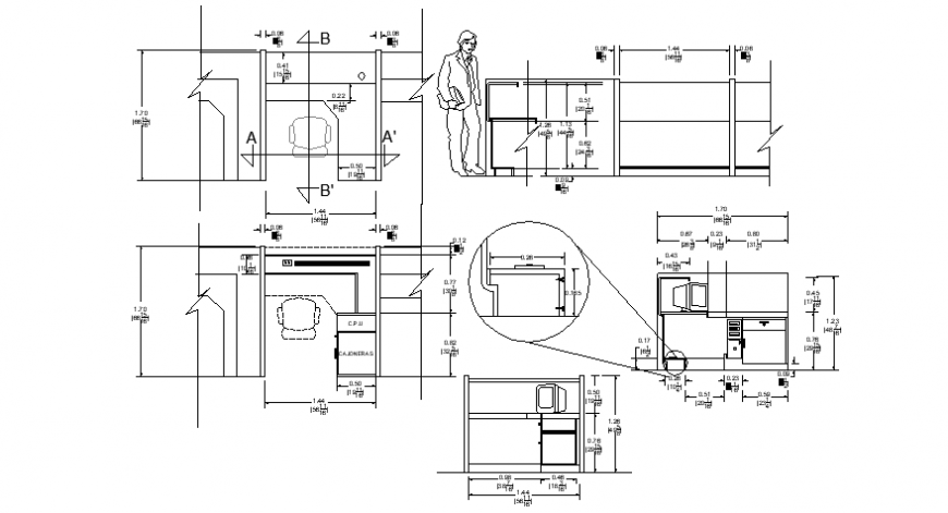 Computer table and chair detail 2d