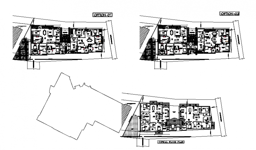 Conceptual plan of apartment unit in dwg file.