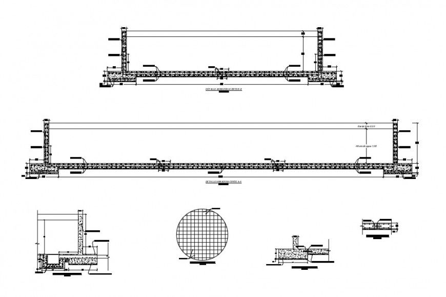 Concrete armed reservoir structure cad drawing details dwg file