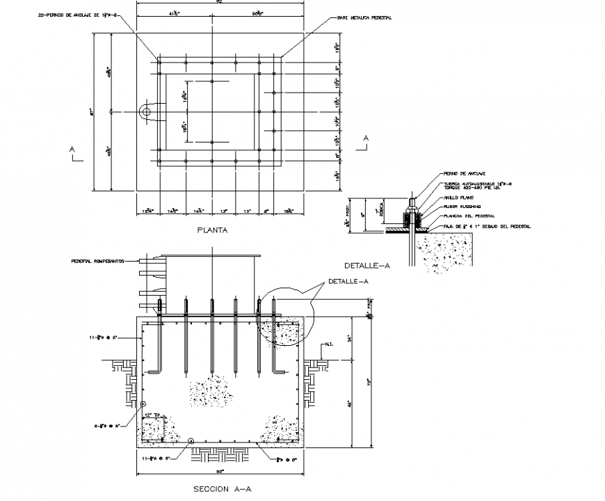 Concrete base building detail drawing in dwg AutoCAD file.