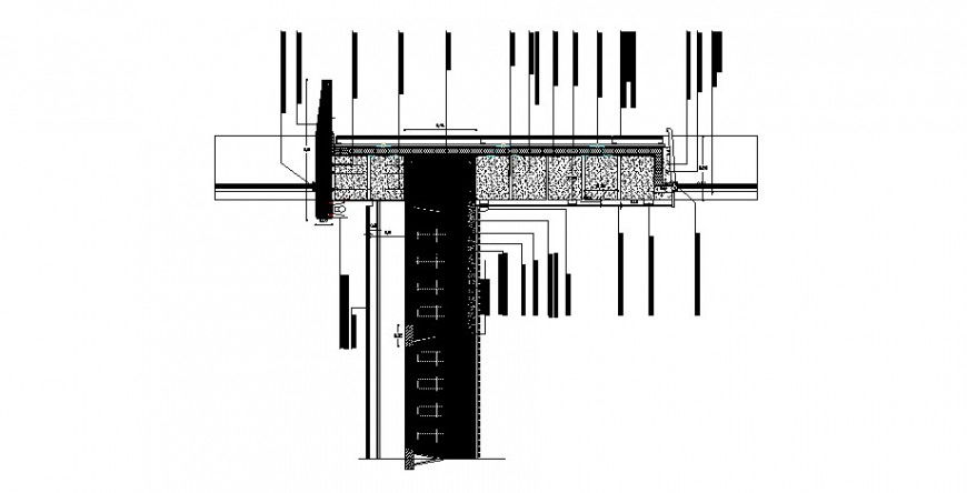 Concrete block and wall construction view in AutoCAD file