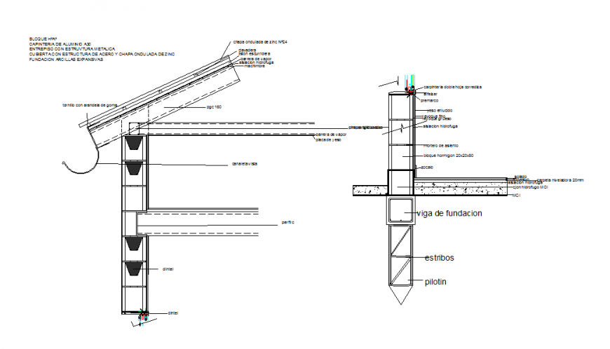 Concrete block Structure Detail & Section Detail