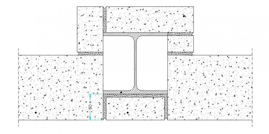 Concrete block with support of construction in AutoCAD