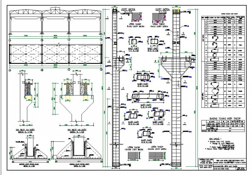 Concrete bridge construction detail in dwg AutoCAD file.