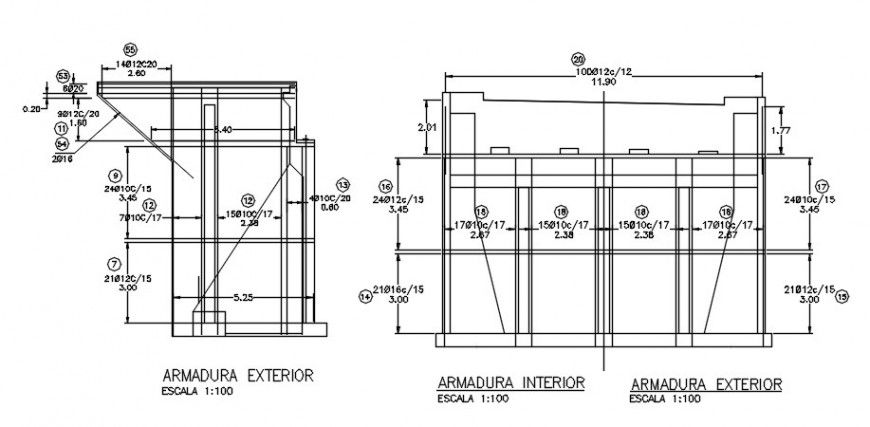 Concrete bridge project detailing drawings 2d view autocad file