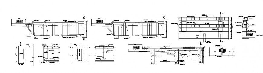 Concrete bridge twelve meter section and construction details dwg file