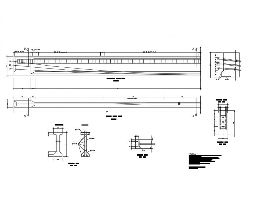 Concrete bring constructive and beam structure details dwg file