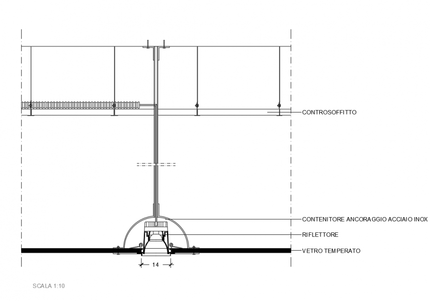 Concrete ceiling constructive structure details of office dwg file