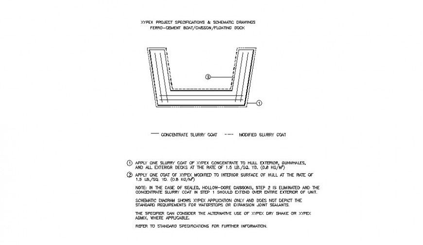 Concrete cement block-floating duct cad drawing details dwg file