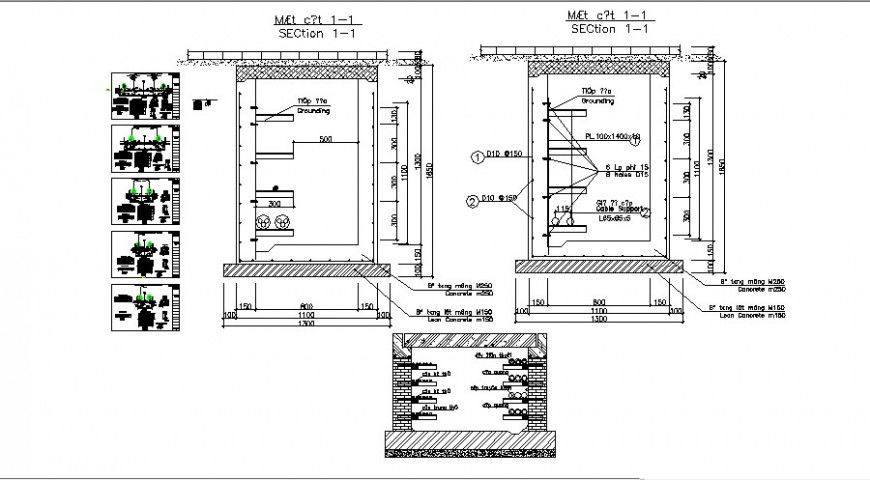 Concrete chamber detail 2d view CAD block layout autocad file