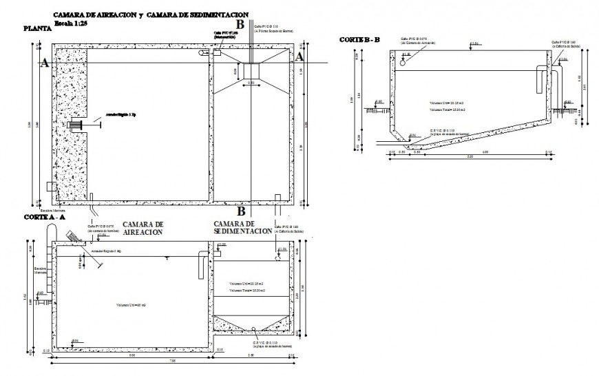 Concrete chamber detail plan and section 2d view CAD block layout dwg file