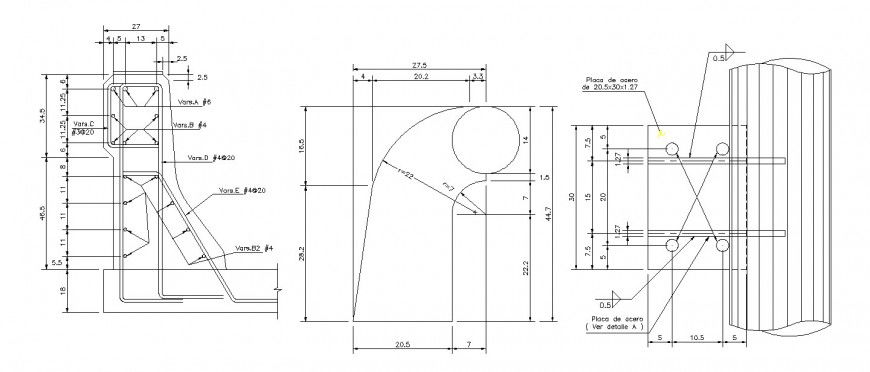 Concrete city bridge constructive structure cad drawing details dwg file