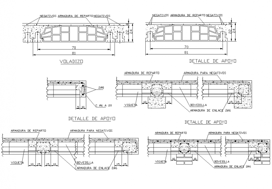 Concrete column and beam structure detail 2d view layout dwg file