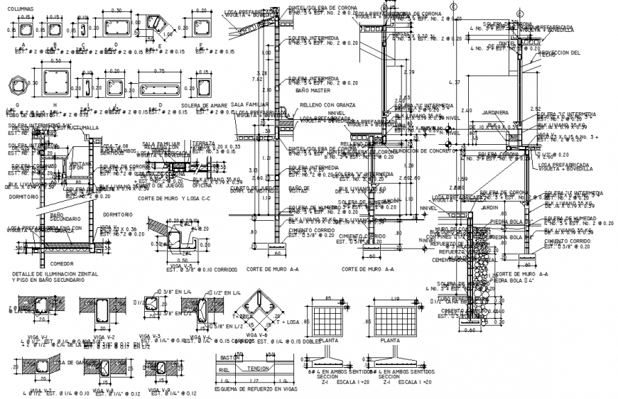 Concrete construction detailing plan dwg file.