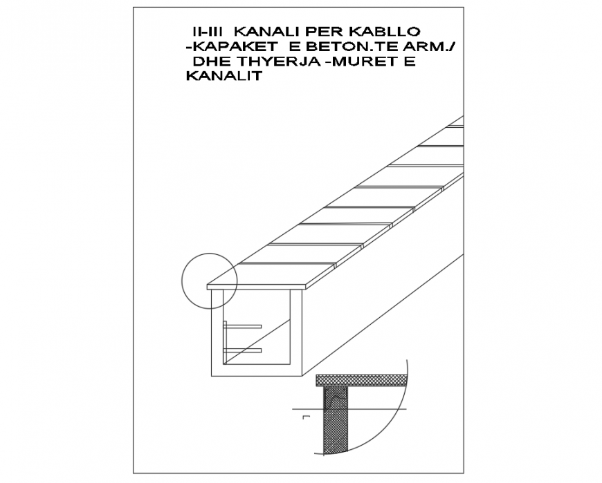 Concrete cover with cablet range of cable ducts and breaking-the canal dwg file