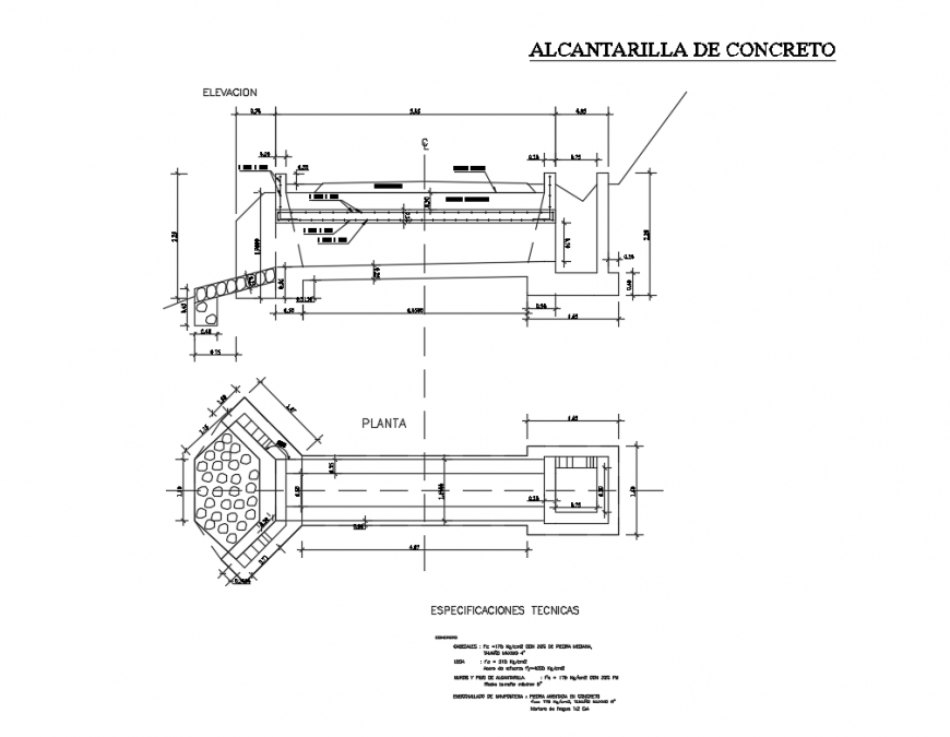Concrete culvert constructive cad drawing details dwg file