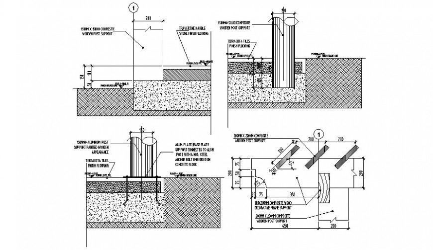 Concrete floor construction cad drawing details dwg file