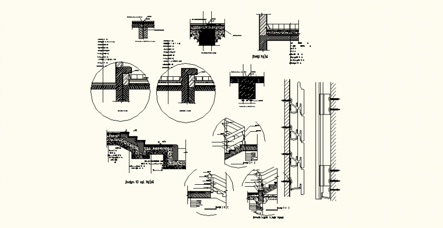 Concrete joinery detail drawing in dwg AutoCAD file.