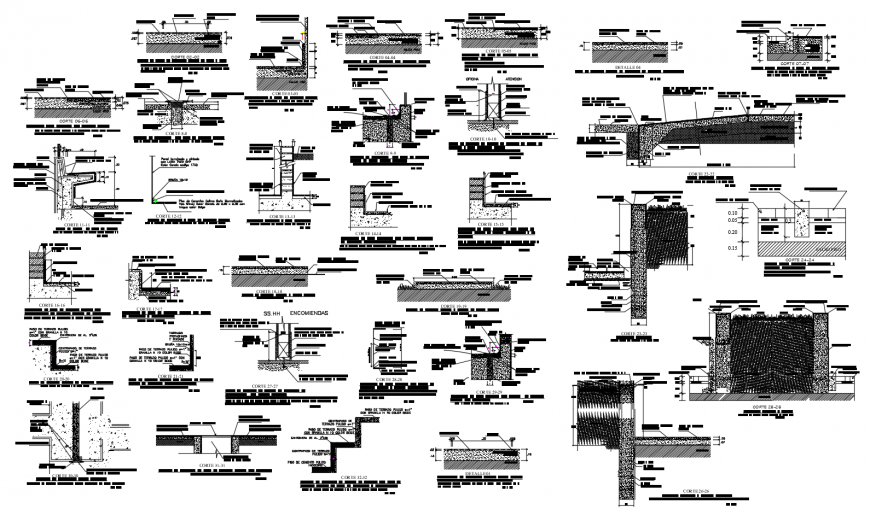 Concrete joint different view of construction in AutoCAD file