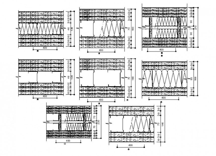 Concrete masonry drawings 2d view details in autocad