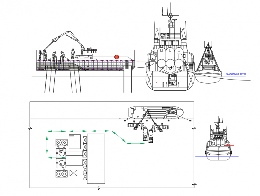 Concrete mix plant on vessel giant ship design project dwg file