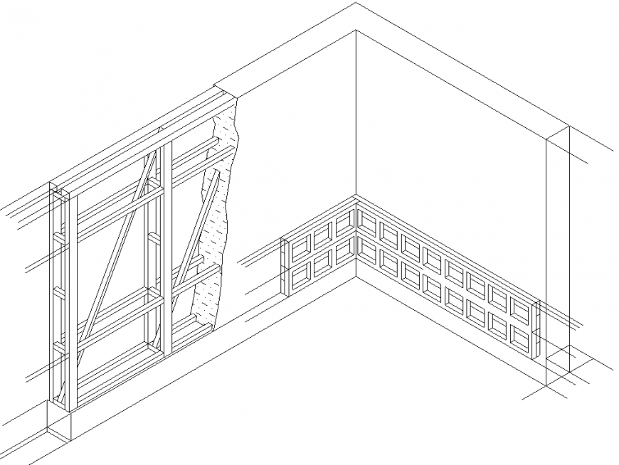 Concrete plaster isometric view detail dwg file