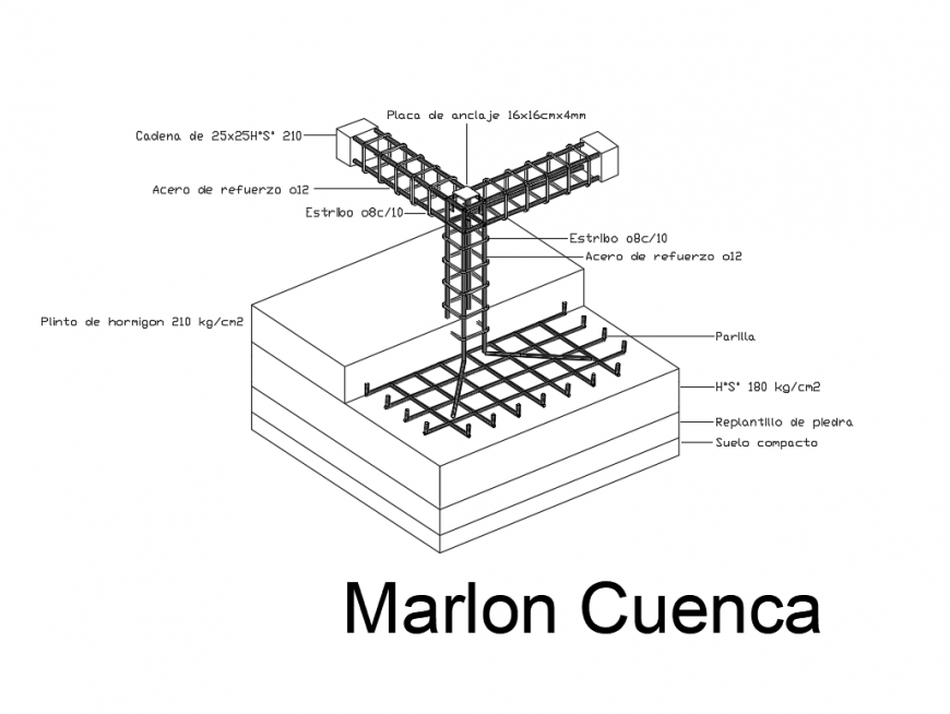 Concrete plinth marlon basin structure cad drawing details dwg file
