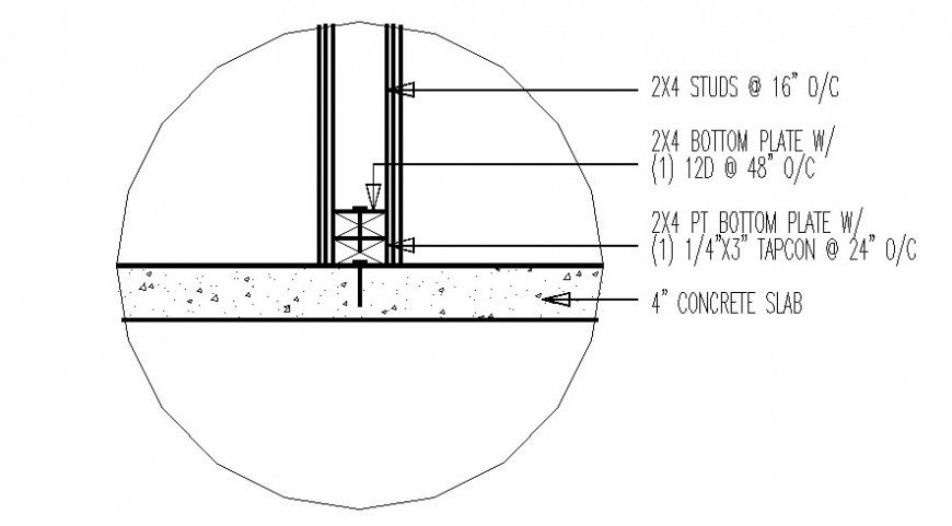 Concrete slab and joints connections detail 2d view autocad file