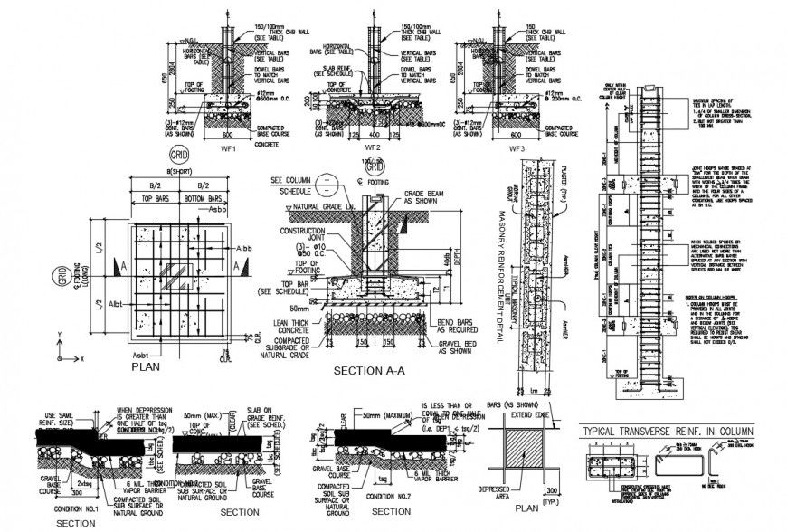 concrete slab and wall beam detail cad file