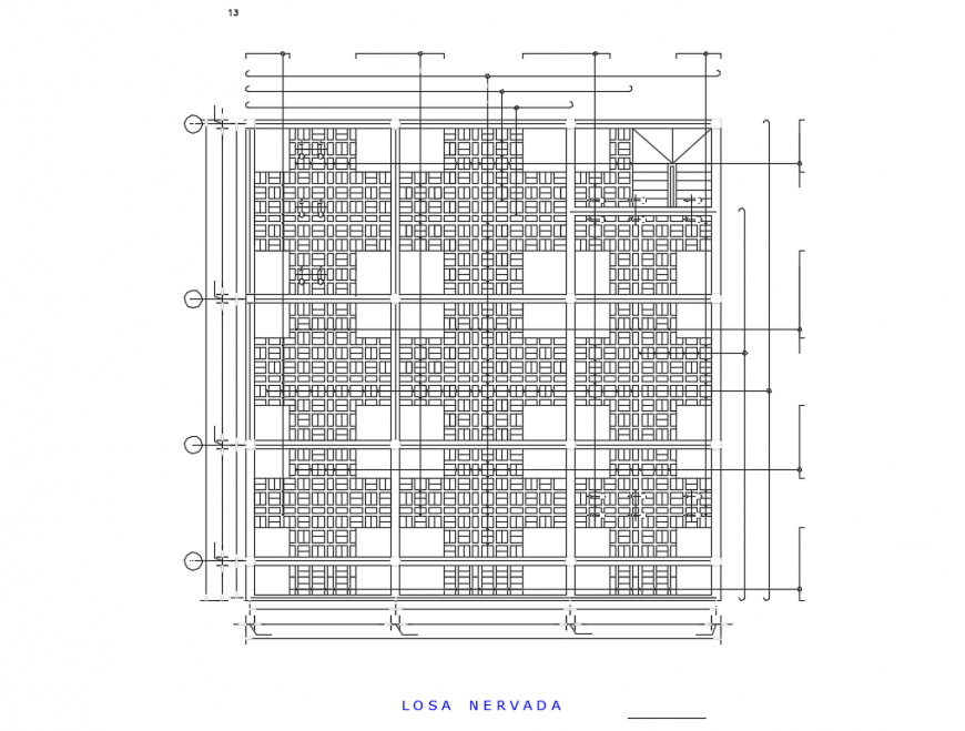 Concrete slab ribbed design structure details dwg file
