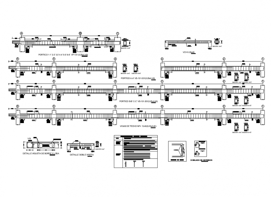 Concrete slab structure constructive cad drawing details dwg file
