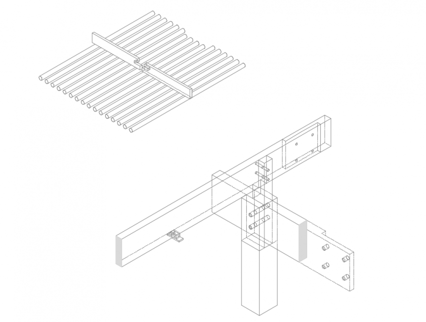 Concrete slab structure with roof cad drawing details dwg file
