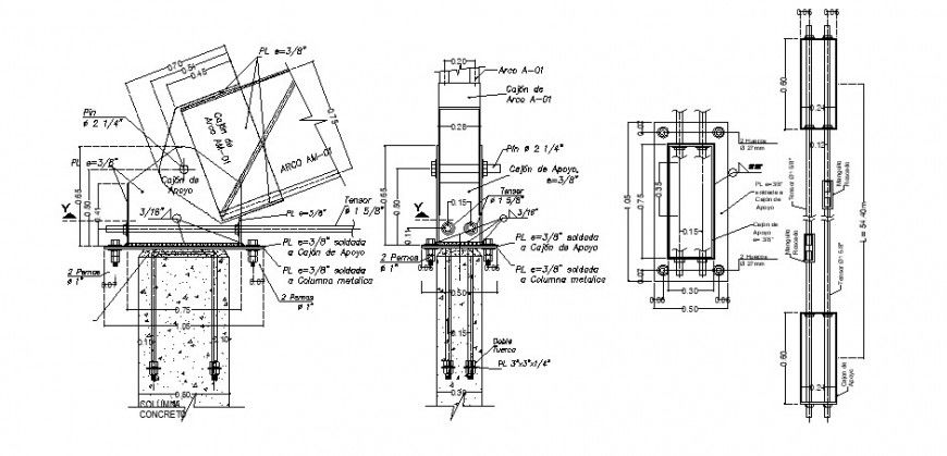 Concrete slab with column construction for house roof dwg file