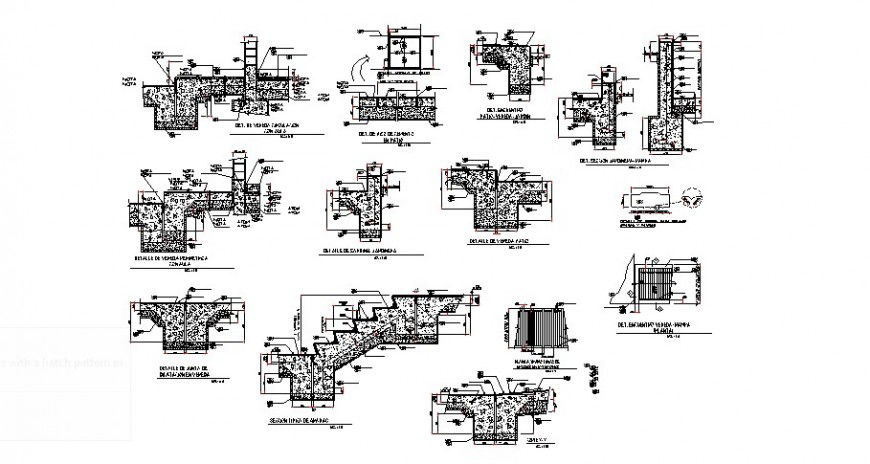 Concrete stairs detail drawing in dwg AutoCAD file.