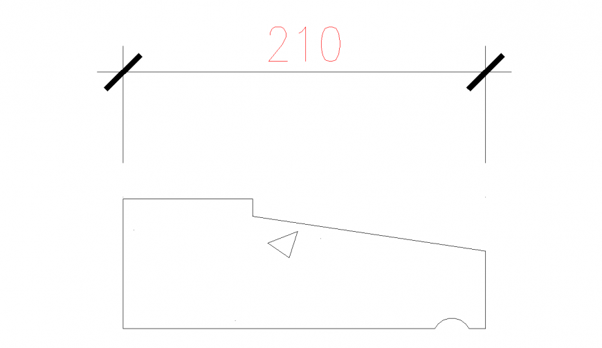 Concrete steel block view with dimension dwg file