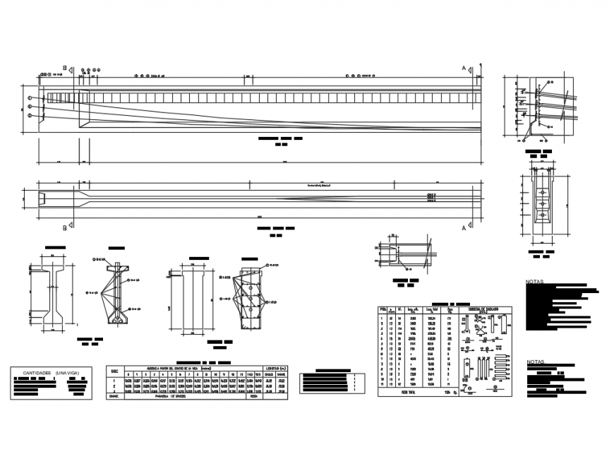 Concrete structure constructive details of bridge with beam dwg file